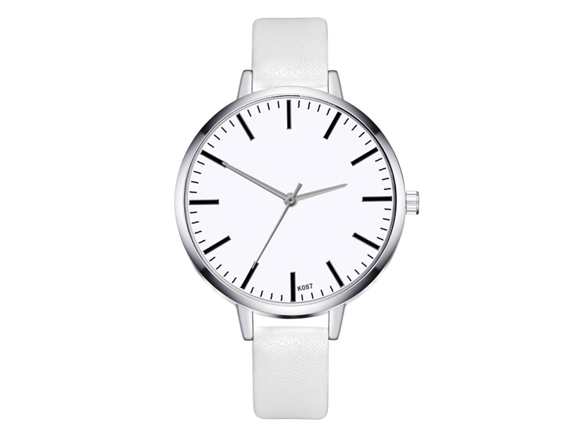 Relógio de Quartzo Feminino Vintage Fashion com Pulseira de Couro Pu Branco