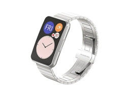 Pulseira De Metal Com Encaixe De Bambu Para Huawei Watch Fit (preta)