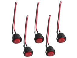 Conjunto De 5 Interruptores De Botão Redondos Com Cabo De 12mm Para Carro 12-24v