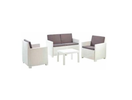 Tresillo arena blanco 4 piezas 8 cojines conjunto