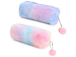 Estojo Macio Para Lápis Infantil Grande E Fofo Nas Cores Do Arco Íris, Bolsa Macia Material Escolar, Rosa Roxo. Aquaforge