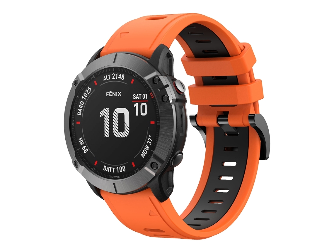 Bracelete de Smartwatch para Garmin Fenix 6X Sapphire 26mm de silicone esportivo de duas cores (laranja + preto)