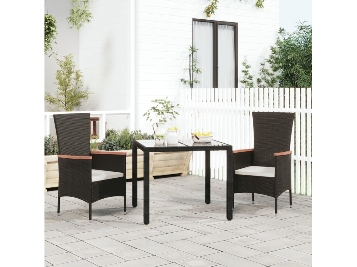 Vidaxl Cadeiras De Jardim Com Almofadões 2 Pcs Vime Pe Preto