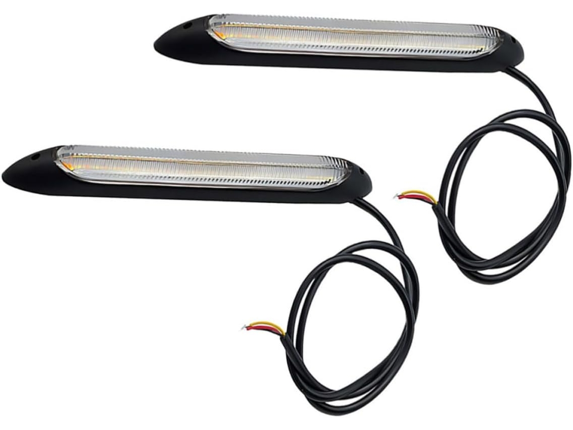 Shineofi Luzes De Seta Multifuncionais Em Led, 2 Unidades, Para Carro, Pvc E Silicone Pretos, Luzes Diurnas Sequenciais