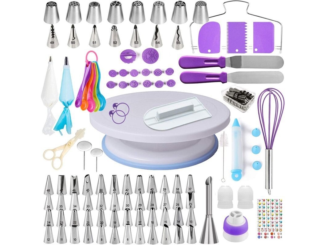Kit De Confeitaria Com Prato Giratório E Bicos, Roxo Elysve