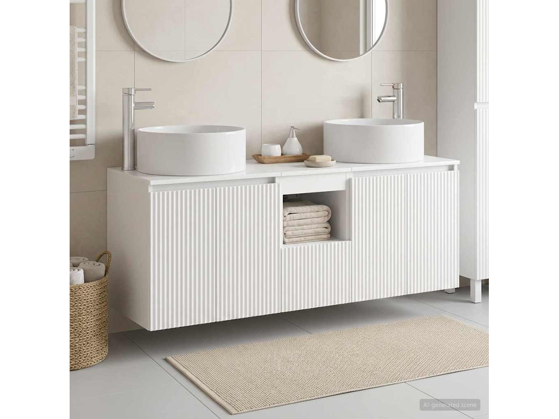 Vidaxl Conjunto De Armários Para Banheiro 3 Unid. Branco Brilhante