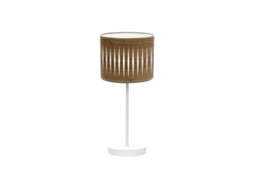 Candeeiro De Mesa Piron 1x14 Branco/madeira Escura 42x17x17 Cm Fabrilamp