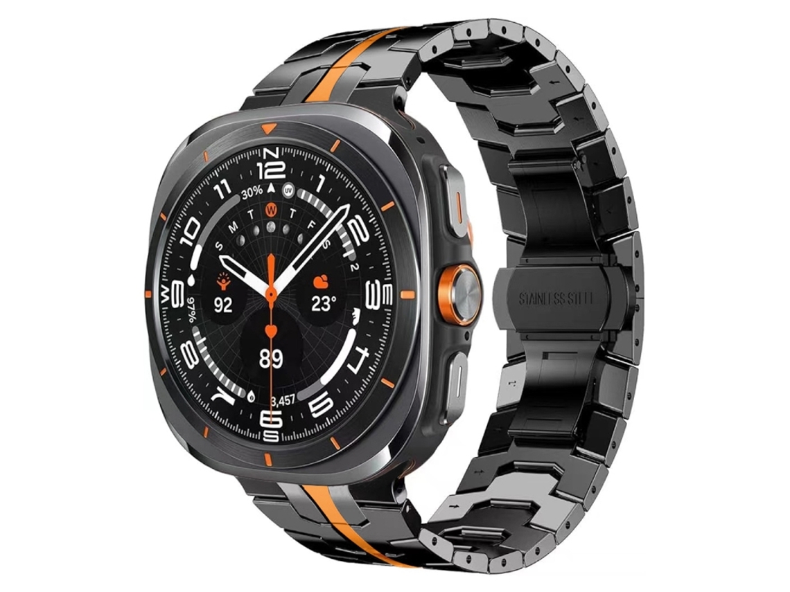 Bracelete para Samsung Galaxy Watch Ultra Liga de Titânio com Fivela Borboleta Preto Laranja XIAOMOYU (47mm)