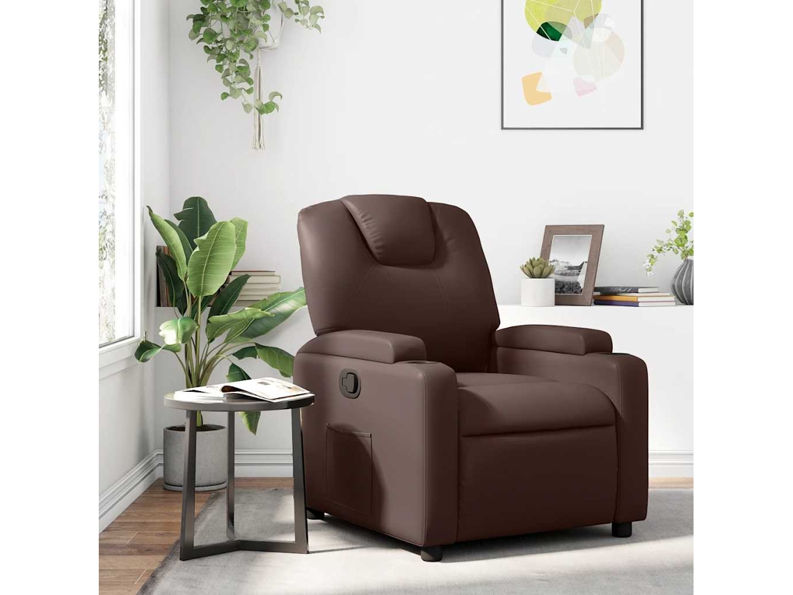 Vidaxl Poltrona Reclinável Couro Artificial Castanho