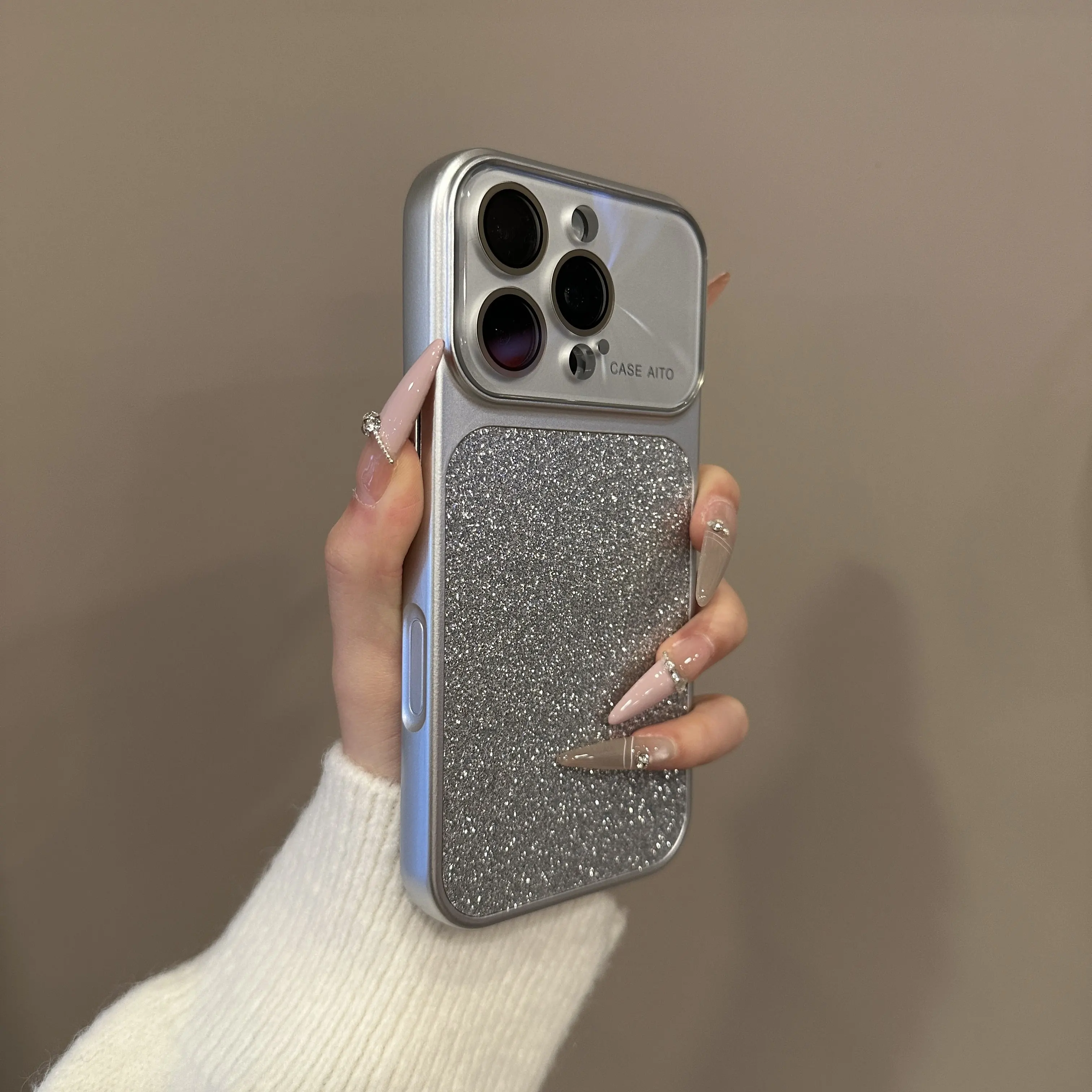 Capa Protetora (prateada Para Iphone 16), Resistente A Impactos, Brilhante, Estilo Ins.