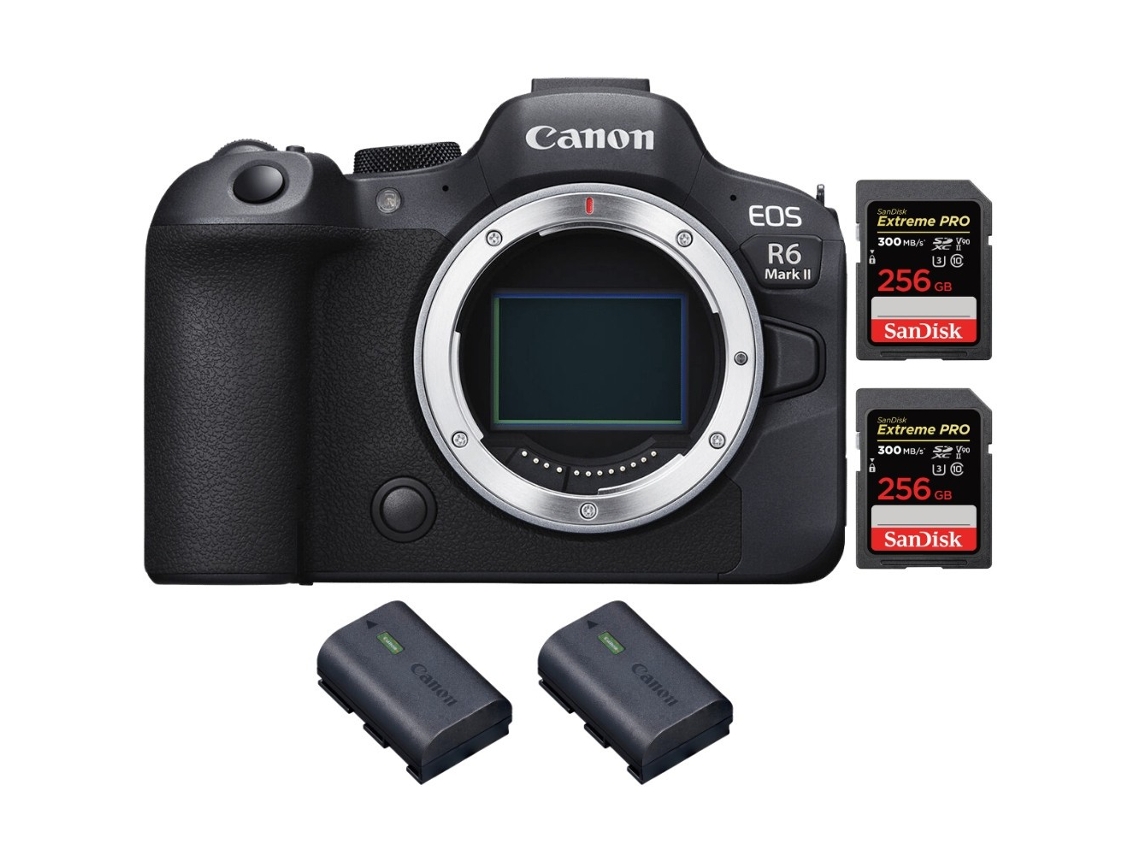 Eos R6 Mark Ii + 2 Sandisk 256gb Uhs ii 300mb/s + 2 Canon Lp e6nh Máquina Fotográfica Híbrida Full frame + Ebook Pricedirect CANON