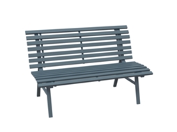 Banco De Jardim, Banco De Parque, Design Ripado, Resistente Às Intempéries, Alumínio, 123 X 67 X 79 Cm, Azul