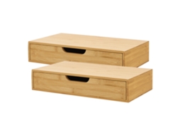 Conjunto de 2 Prateleiras de Parede Bokn com Gaveta Até 5 kg Bambu 40X24X8Cm Natural [EN.CASA]