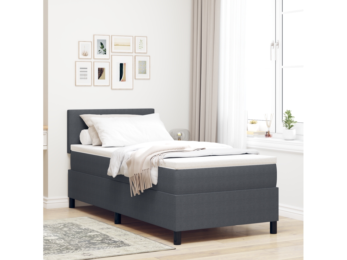 Conjunto 1 Cama Box Vidaxl Cinzento Cordão (90 X 200 Cm)