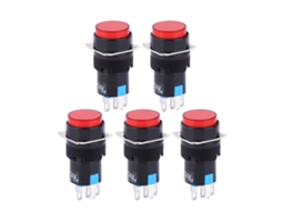 Interruptor de botão push round 5 pinos com luz S/MARCA