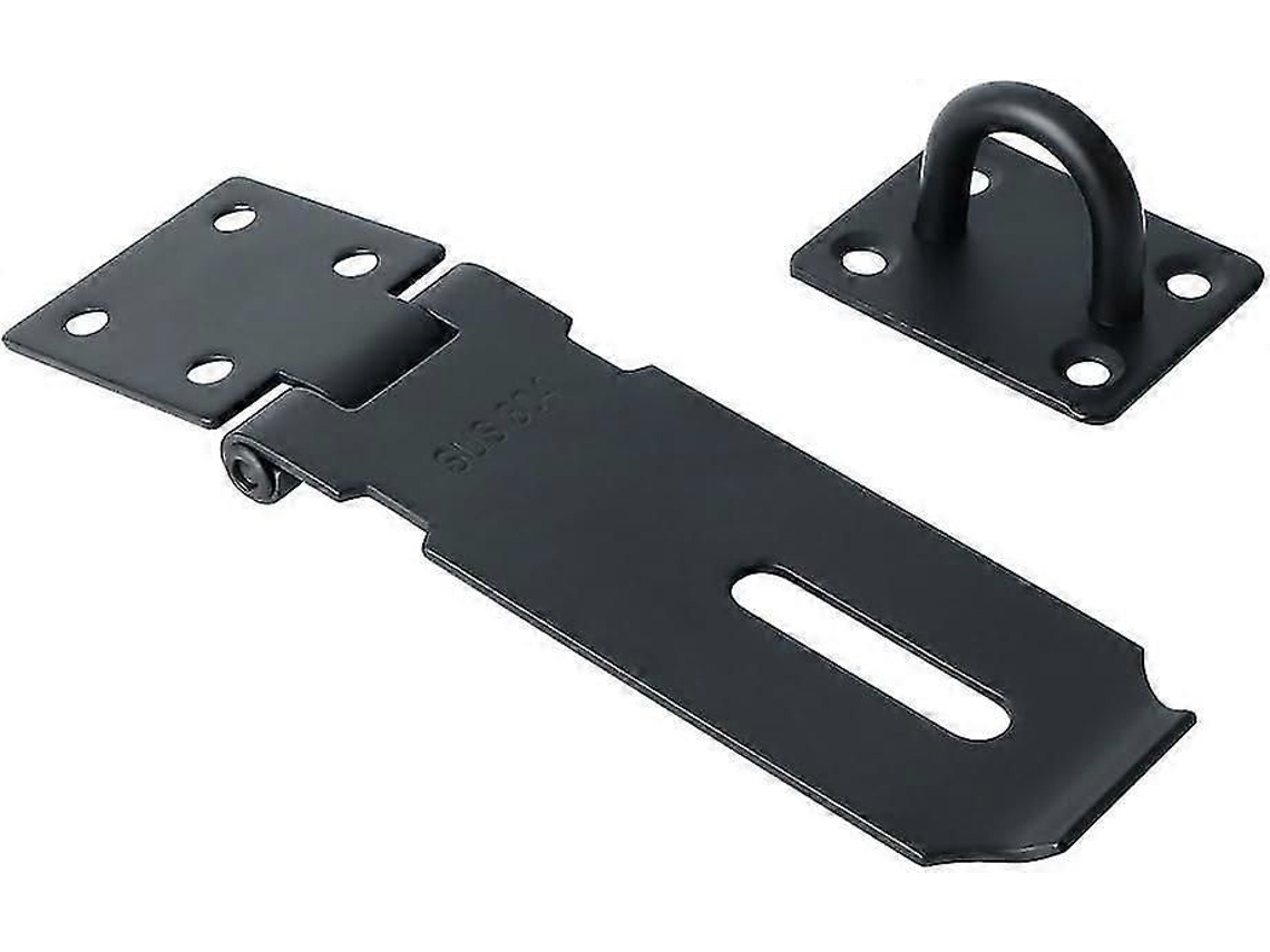 Fecho De Hasp Com Cadeado Para Porta, Móveis, Armários, Gavetas E Jardim, Em Aço Inoxidável, 4 Polegadas, Preto Fosco.