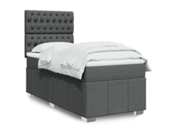 Vidaxl Cama Com Molas/colchão 90x190 Cm Tecido Cinza-escuro