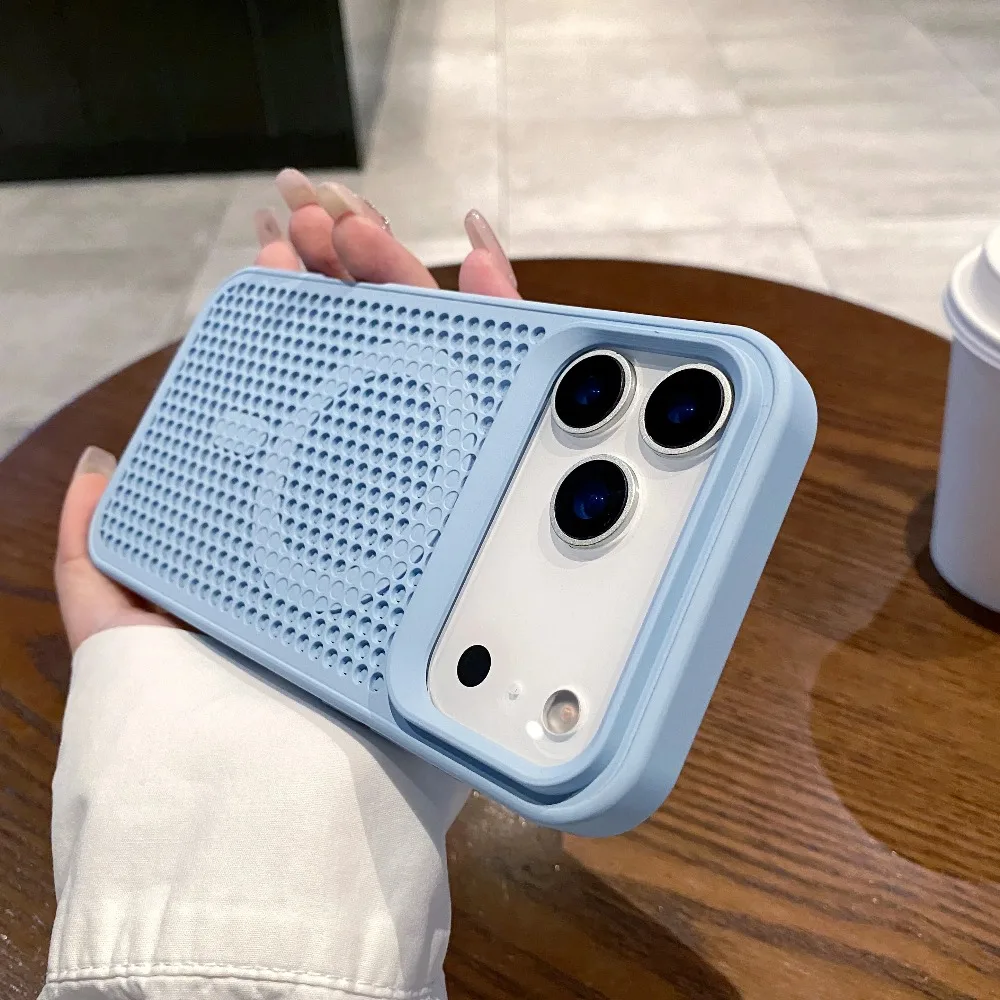 (azul, Iphone 14 Plus) Capa Para Celular Com Design Em Malha Perfurada Para Dissipação De Calor, Compatível Com Magsafe.