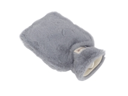 Bolsa de Água Quente de Pelúcia 1000ml com Boca Larga, Textura Antiderrapante e Capa Lavável Suave para Escola e Escritório, Cor Cinza Claro