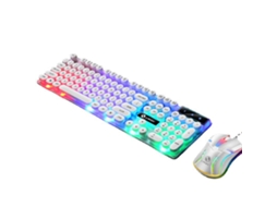 Aetheria combo Teclado e Mouse Punk Retro com Iluminação Colorida Usb Fio para Gaming Pc Laptop Branco