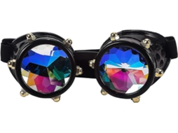 Óculos De Rave Steampunk Caleidoscópicos, Com Lentes De Cristal Arco-íris.