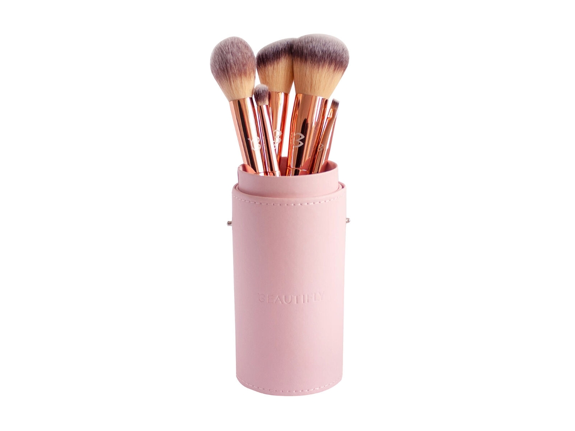 Beautifly Kit De Pincéis De Maquiagem Rosa 5 Peças Profissional