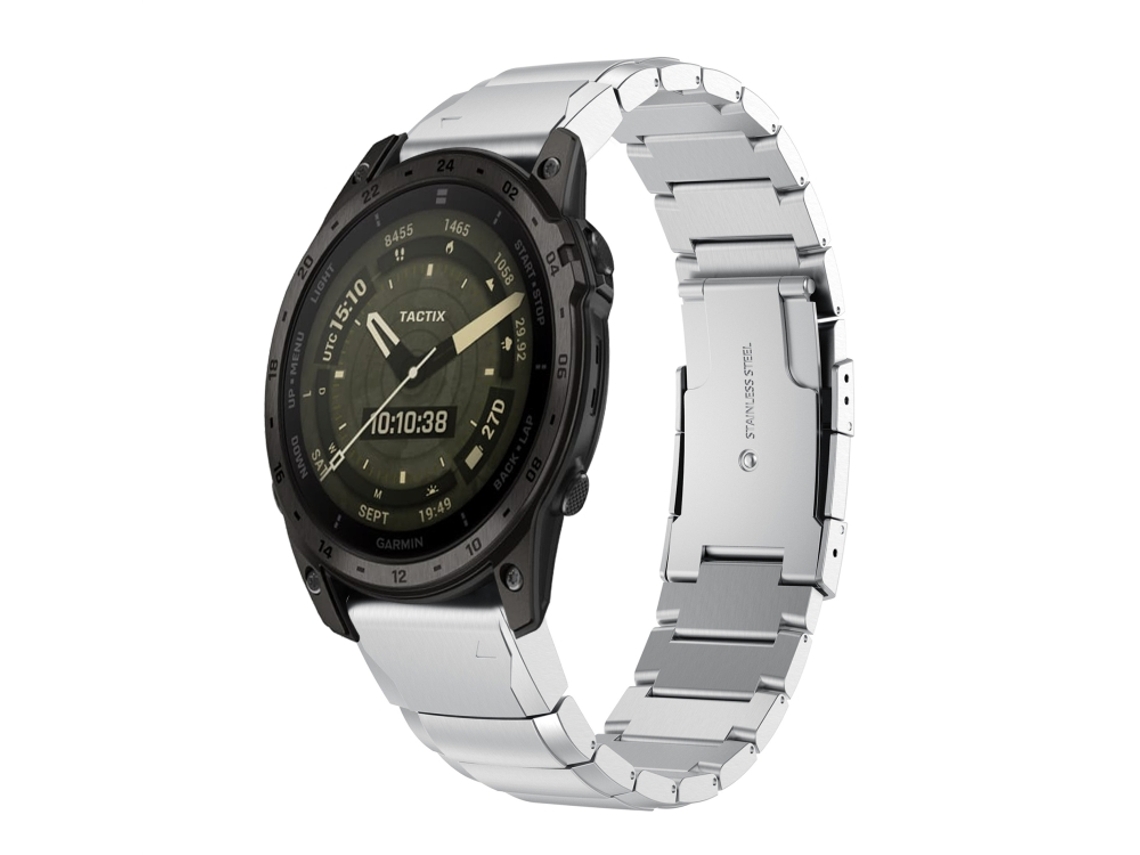 Bracelete para Garmin Tactix 7 Amoled XIAOMOYU em Aço Inoxidável com Estampa de Casco de Tartaruga (26mm) Prata