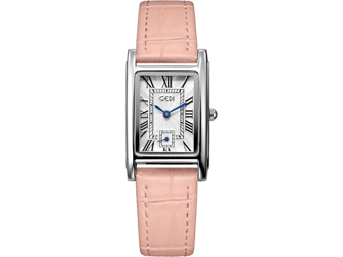 Relógios de Senhora com Caixa em Ouro Rosa Numeral Romano Relógio de Pulso de Luxo Quadrado Bracelete em Pele Castanha
