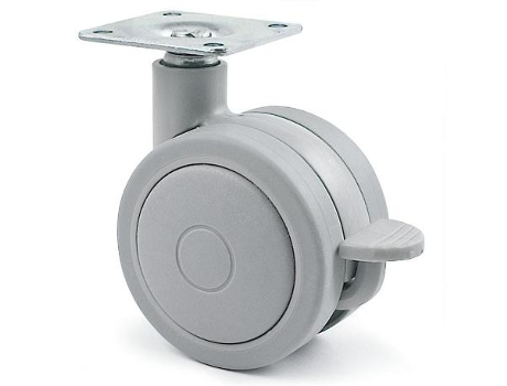 Rueda giratoria doble ø60 rolom plástico con freno gris