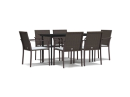 Conjunto de 7 Jantar para Jardim com Almofadões Vime Pe e Aço MAISON EXCLUSIVE (7pcs)