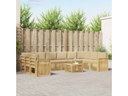Vidaxl Conjunto De Sofás Para Exterior 11 Unid. Branco E Bege