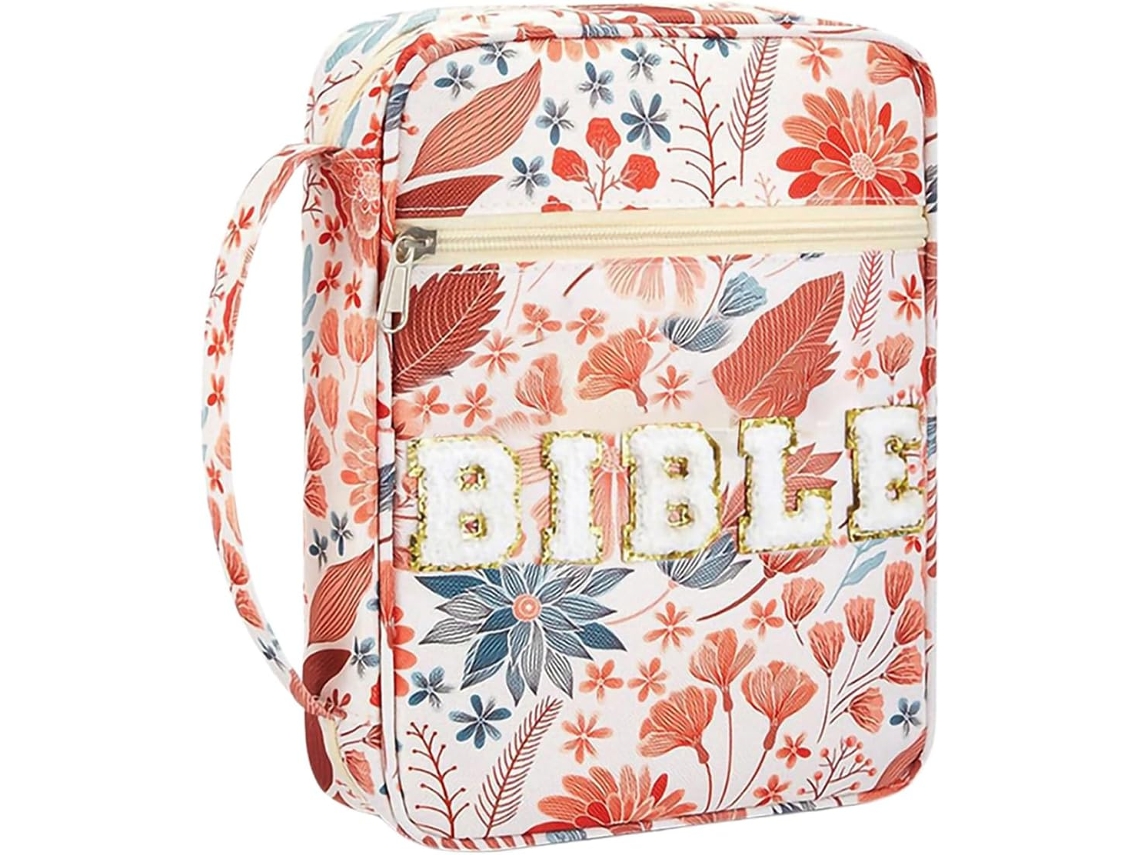 Estojo Para Bíblia, Bolsa Organizadora Floral Estudos, Grande Capacidade, Alça Com Zíper, Protetora Livros,
