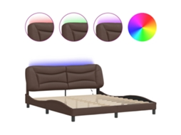 Bed Frame, Bed Frames Vidaxl Marrom Couro Artificial (180 X 200 Cm)