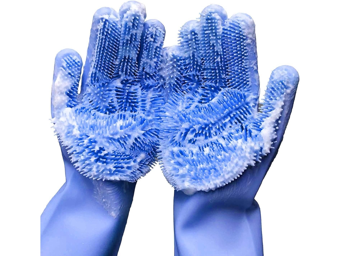 Luvas De Lavar Louça Com Esponja Limpeza, Luvas De Limpeza Doméstica