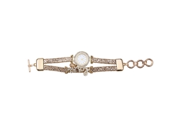 Relógio de Pulseira Feminino de Liga com Strass, Analógico Quartzo, Redondo, Bege