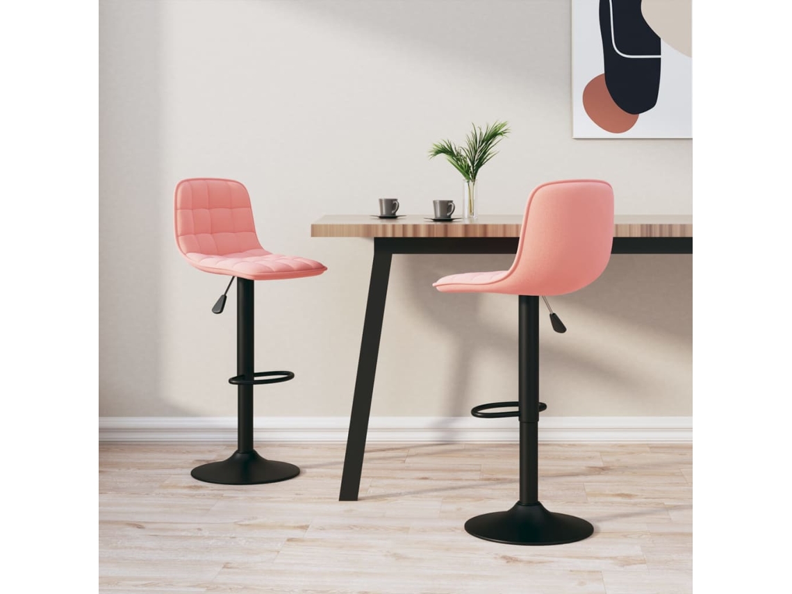 Vidaxl Bancos De Bar 2 Pcs Veludo Rosa