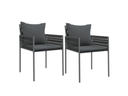 Conjunto de Cadeiras Jardim com Almofadões Vime Pe Preto MAISON EXCLUSIVE 54x61x83 cm
