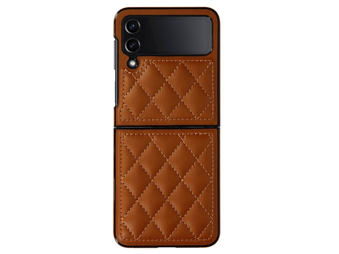 Capa Para Samsung Galaxy Z Flip 4 Ushion Pele Castanho