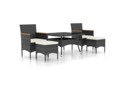 Maison Exclusive - 5 Pcs Conjunto Jantar P/ Jardim Vime Pe E Vidro Temperado Preto