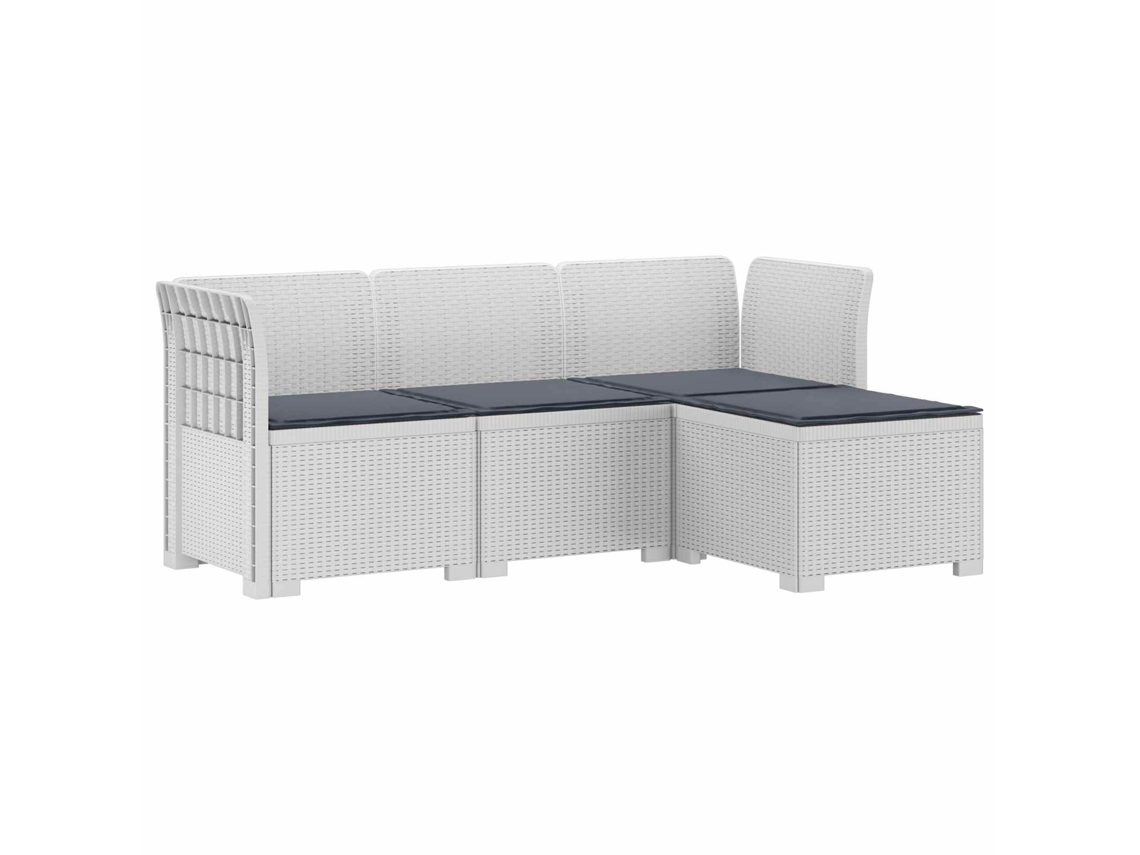 Vidaxl Sofá De Jardim Para 4 Pessoas Com Almofadas Estilo Rattan Pp