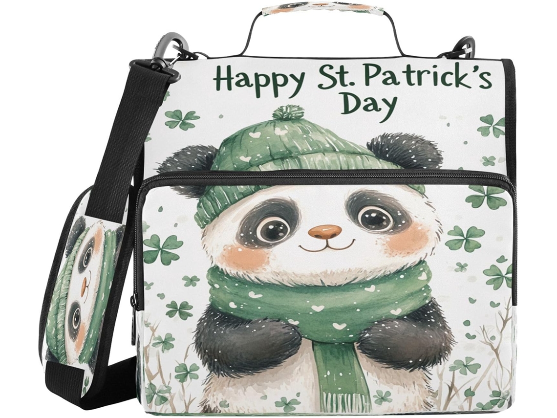 Organizador de massas Panda St com 3 argolas, 1,5 polegadas, altura ideal para ombro e mão, grande capacidade, com zíper, perfeito para...