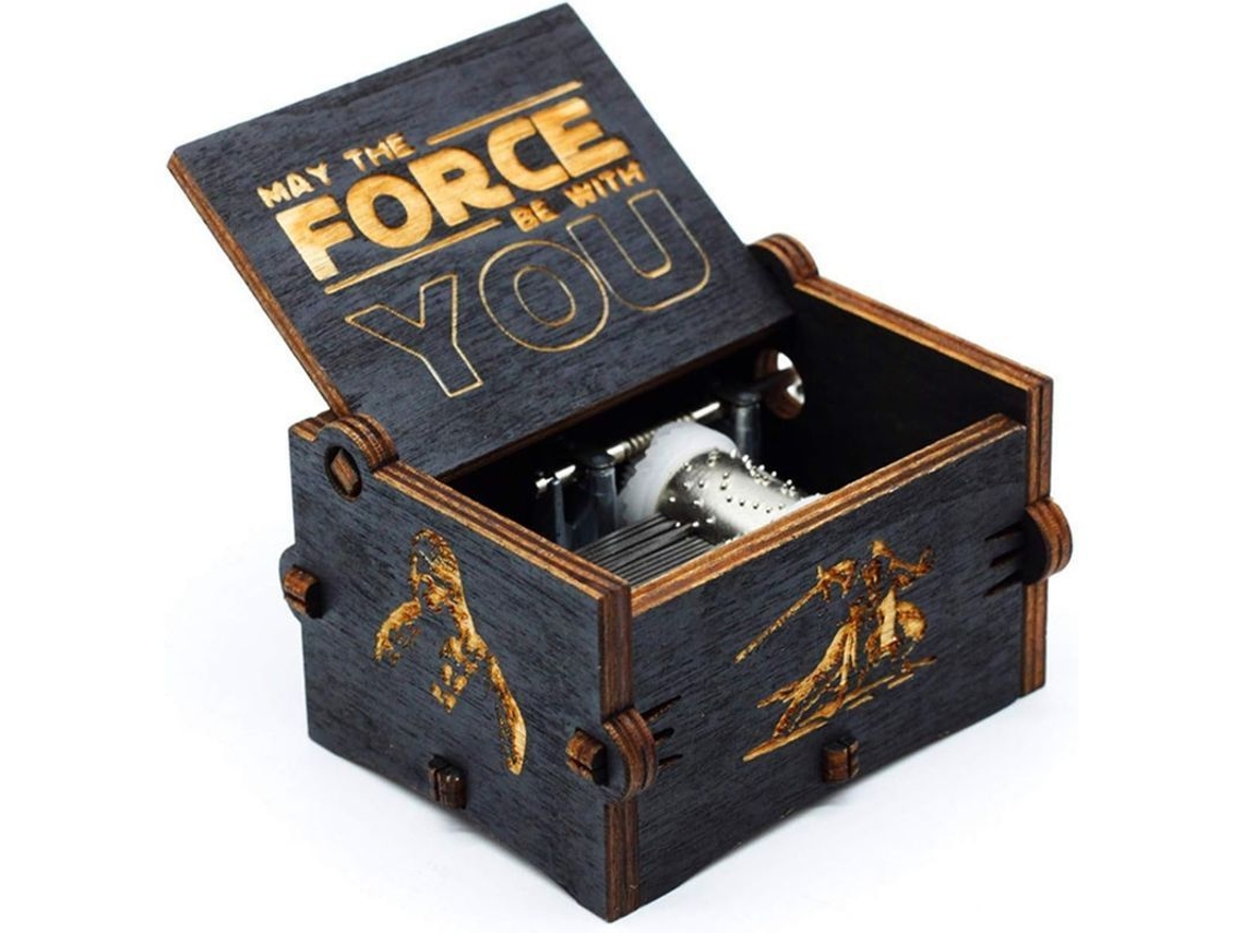 Caja De Música De Madera Negra Star Wars, Antigua Tallada, Manual, 18 Tonos, Regalo Ideal