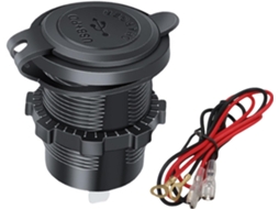 Dois adaptadores veiculares de 12V-24V com carregamento rápido, proteção contra superaquecimento e luz noturna.