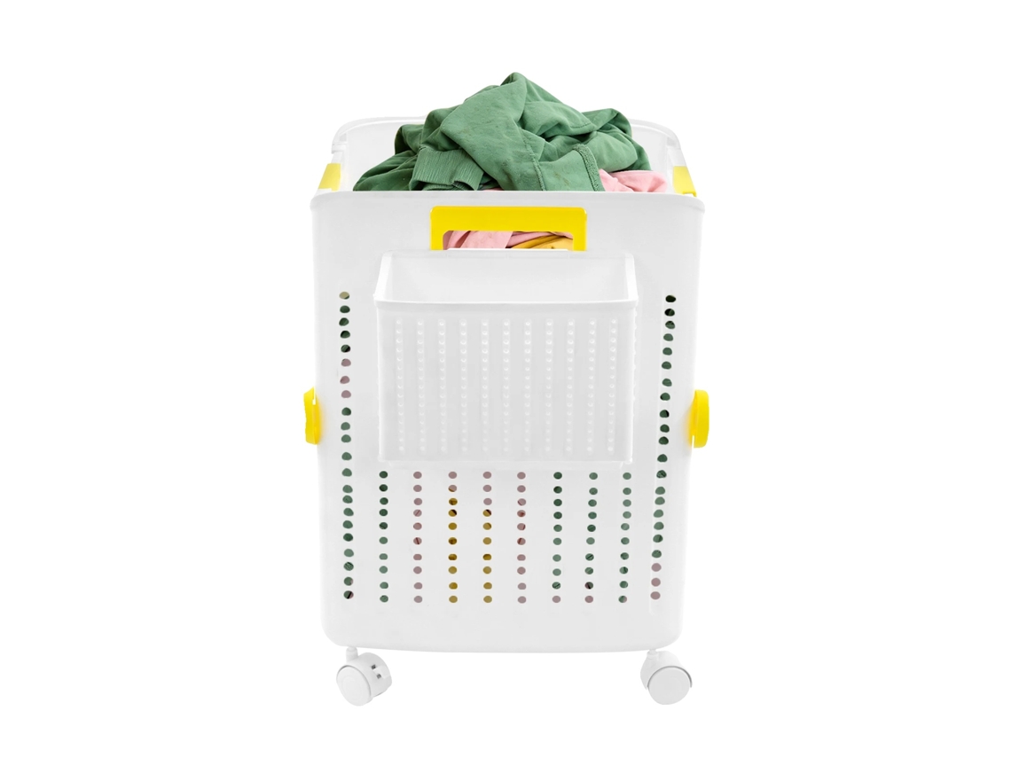 Cesta De Roupa, Design Dobrável, Mobilidade Fácil, Branco
