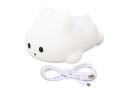 Luminária noturna fofa em forma de coelho, feita de silicone com intensidade regulável, ideal para quarto infantil.