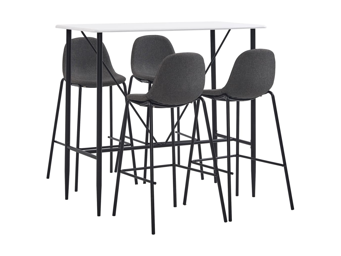 Vidaxl 5 Pcs Conjunto De Bar Tecido Cinzento-escuro