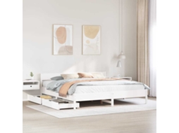 Vidaxl Cama Sem Colchão 160x200 Cm Madeira De Pinho Maciça Branco