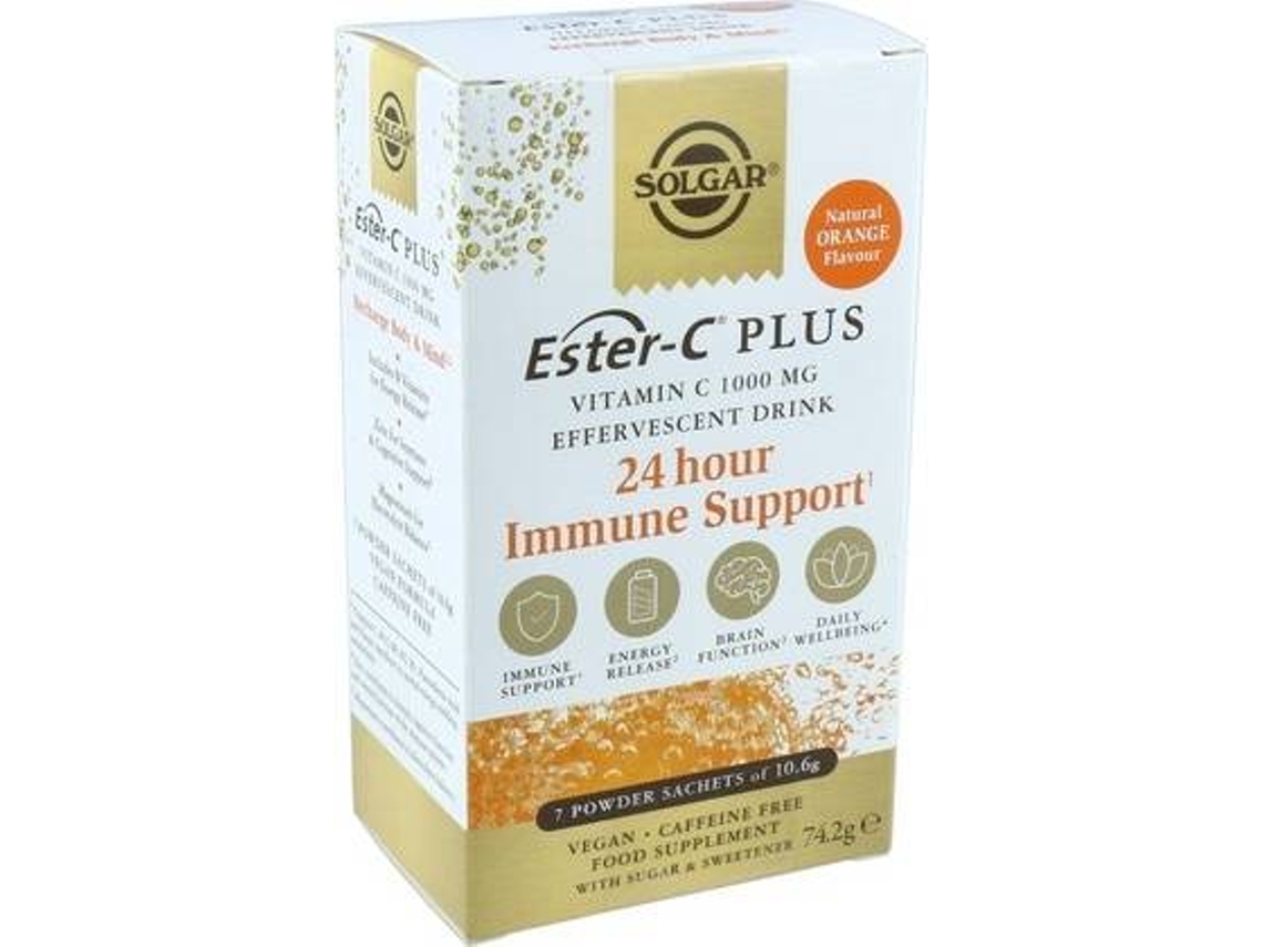 Chá SOLGAR Éster-C Plus Efervescente (7 carteiras de 10.6g (Laranja))
