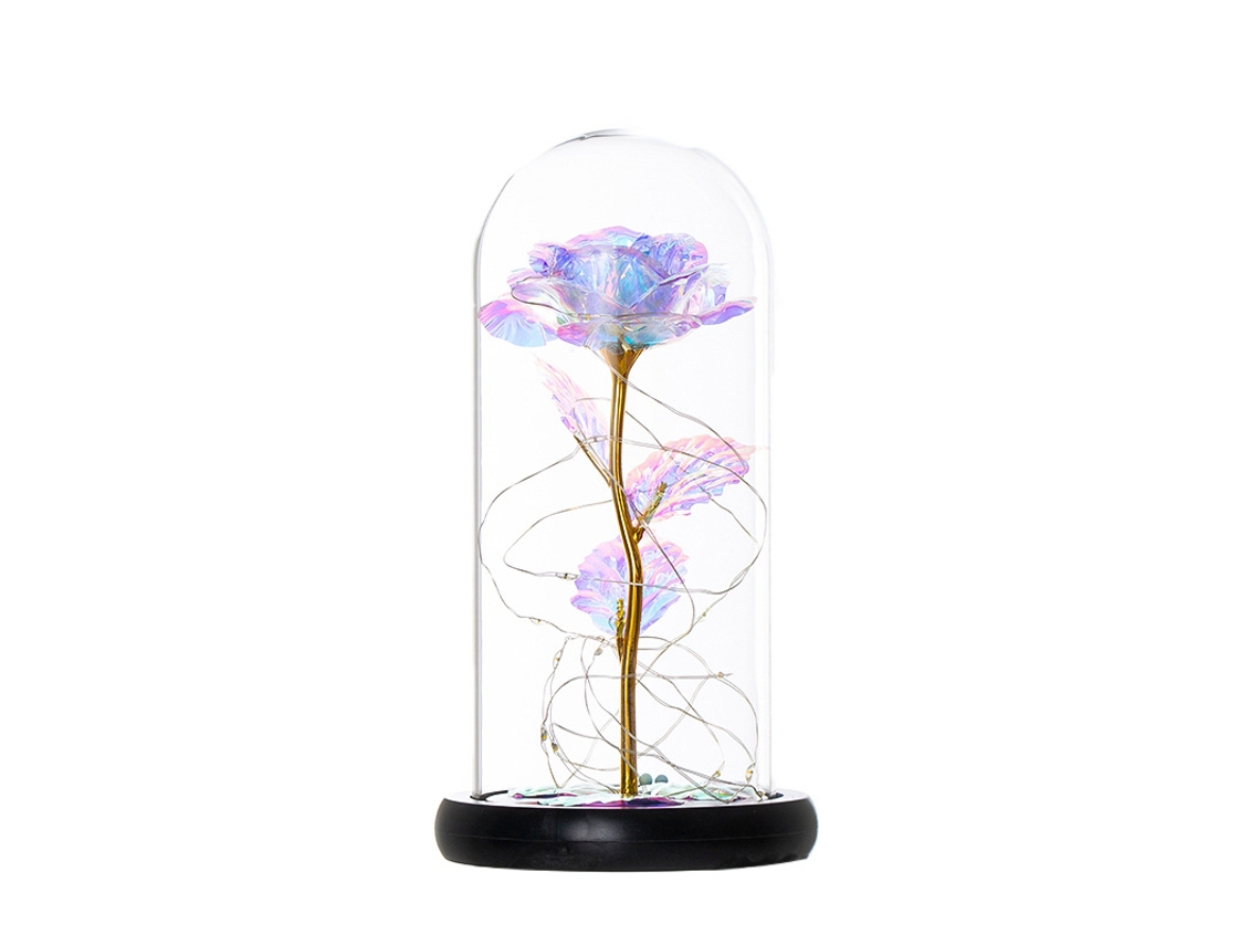 * Rosa Eterna da Bela e a Fera com Luzes Led Sob o Vidro* BRILVIBERA