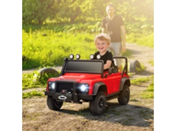 Carro Elétrico para Crianças com Licença Land Rover 12v Controlo Remoto Sistema de Suspensão Usb Mp3 Velocidade Ajustável Faróis 115x61x61 Cm Vermelho